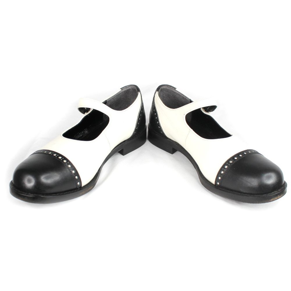 SOLD*************Comme Des Garcons Shoes Black White Mary Janes - Picture 4 of 16